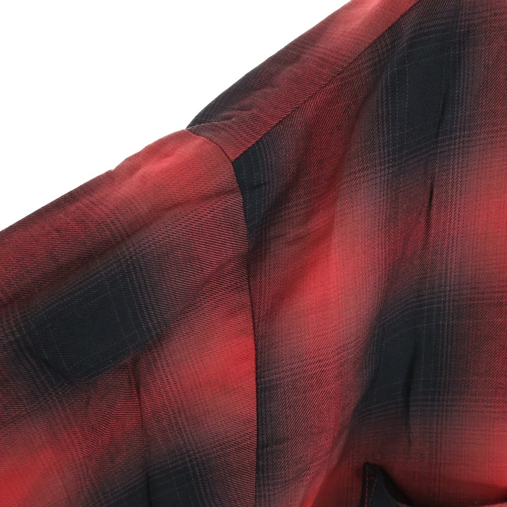 MINEDENIM(マインデニム) Rayon Ombre Check Loose Work SH レーヨン オンブレ チェック ルーズ ワーク シャツ レッド MND-TSK001-17-022