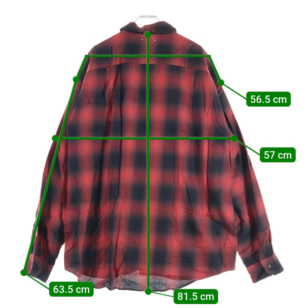 MINEDENIM(マインデニム) Rayon Ombre Check Loose Work SH レーヨン オンブレ チェック ルーズ ワーク シャツ レッド MND-TSK001-17-022