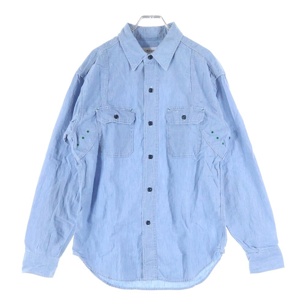 MASSES(マシス) 25AW CHAMBRAY WORK SHIRT シャンブレーワークシャツ ブルー