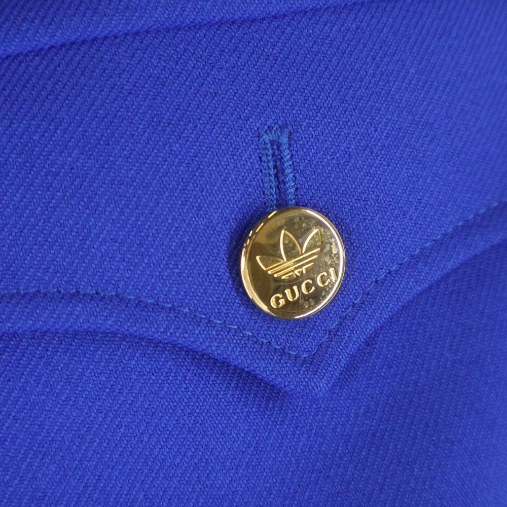 GUCCI(グッチ) ×adidas ロゴ刺繍バックジップサイドライントラックロングパンツ アディダス ブルー 721922