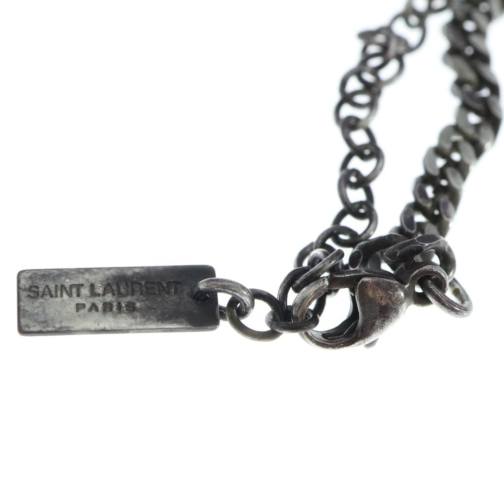 SAINT LAURENT PARIS(サンローランパリ) ロゴプレート付き チェーンネックレス シルバー