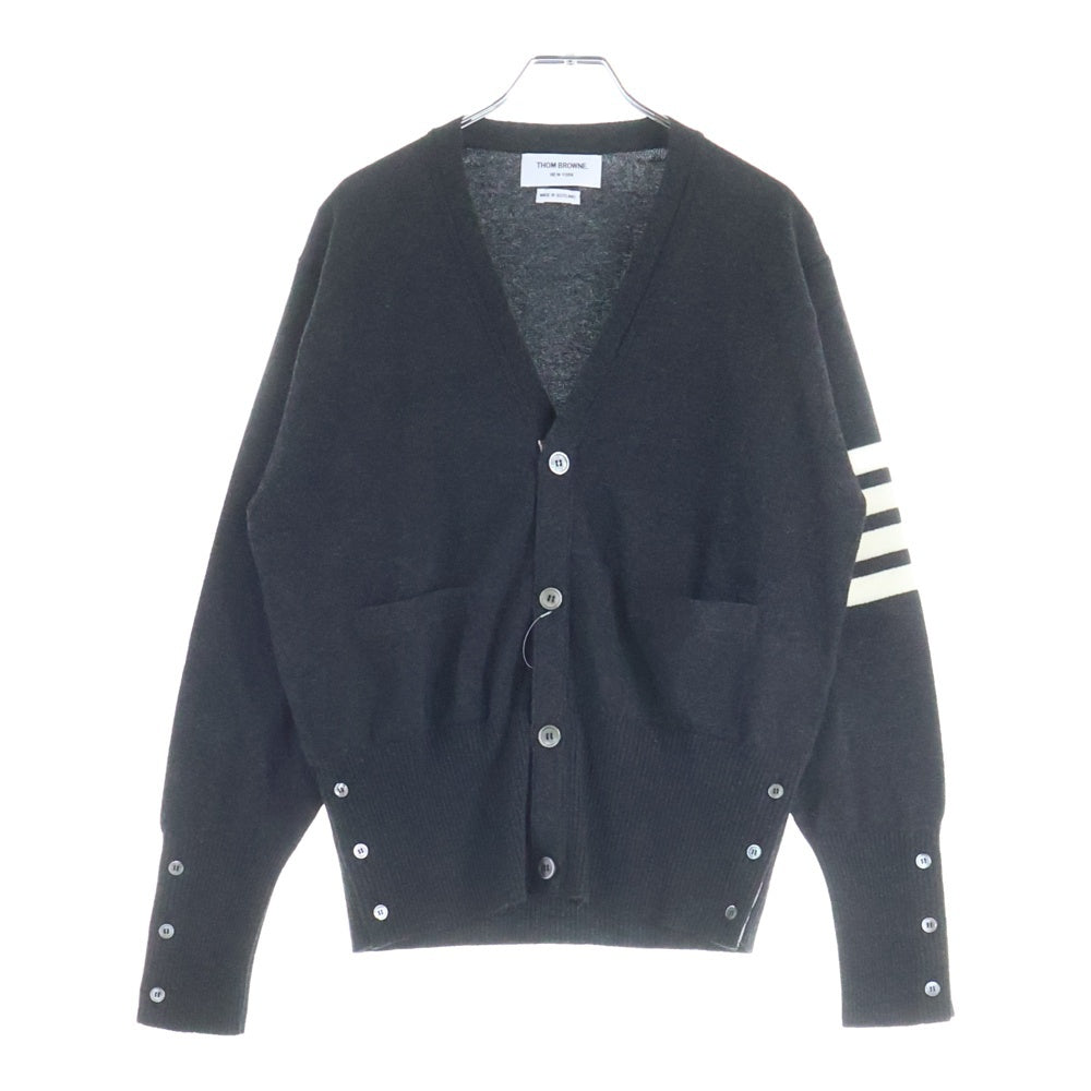 THOM BROWNE(トムブラウン) クラシック カシミヤ 4BAR Vネック カーディガン グレー