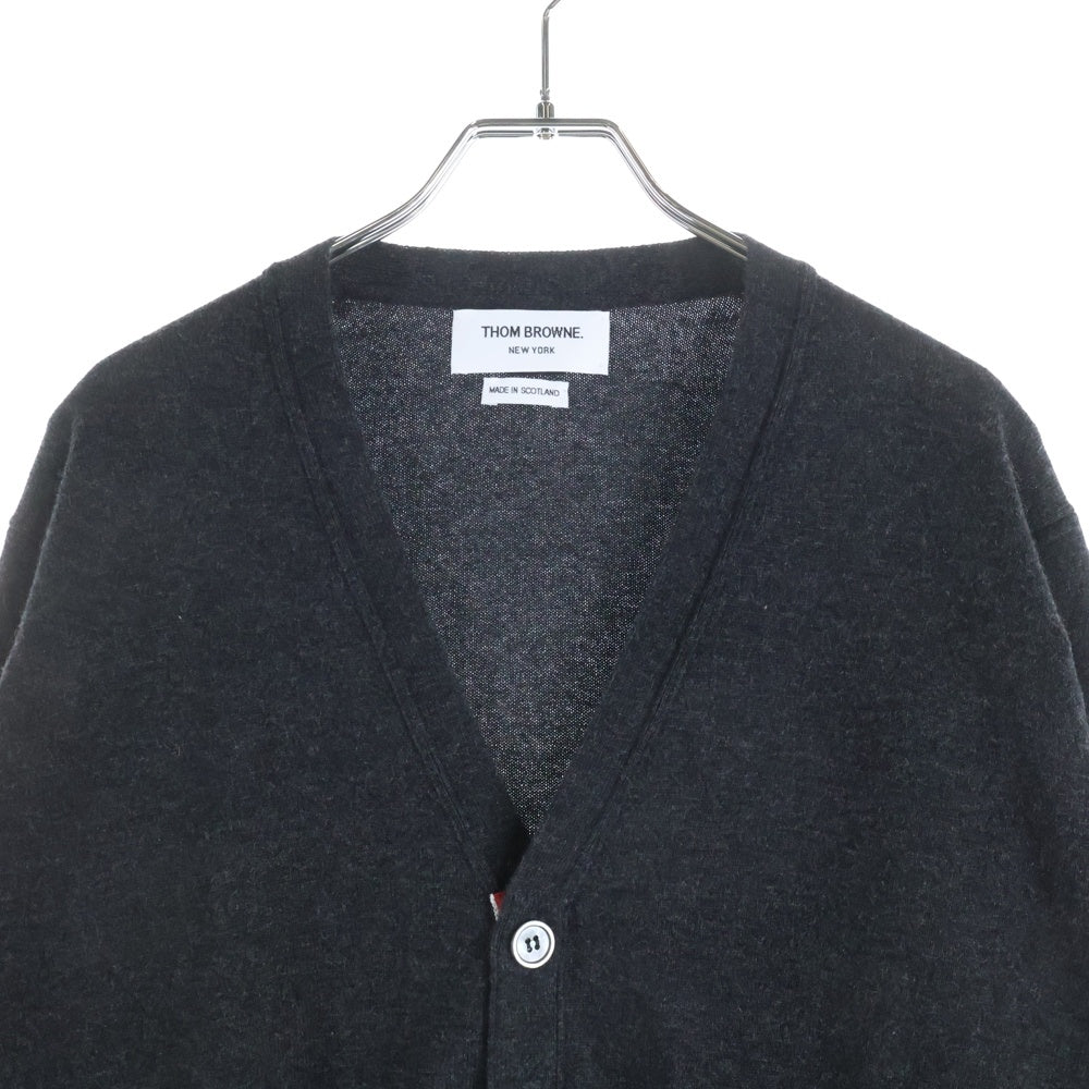 THOM BROWNE(トムブラウン) クラシック カシミヤ 4BAR Vネック カーディガン グレー