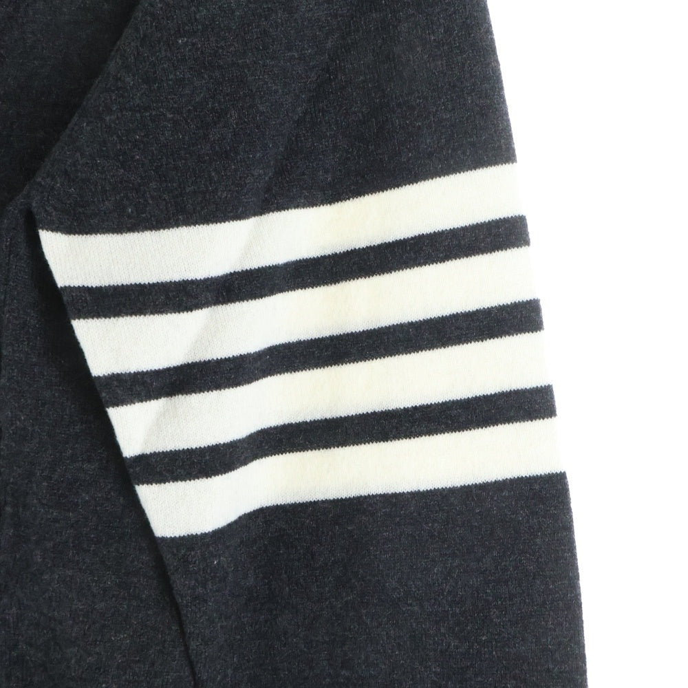 THOM BROWNE(トムブラウン) クラシック カシミヤ 4BAR Vネック カーディガン グレー