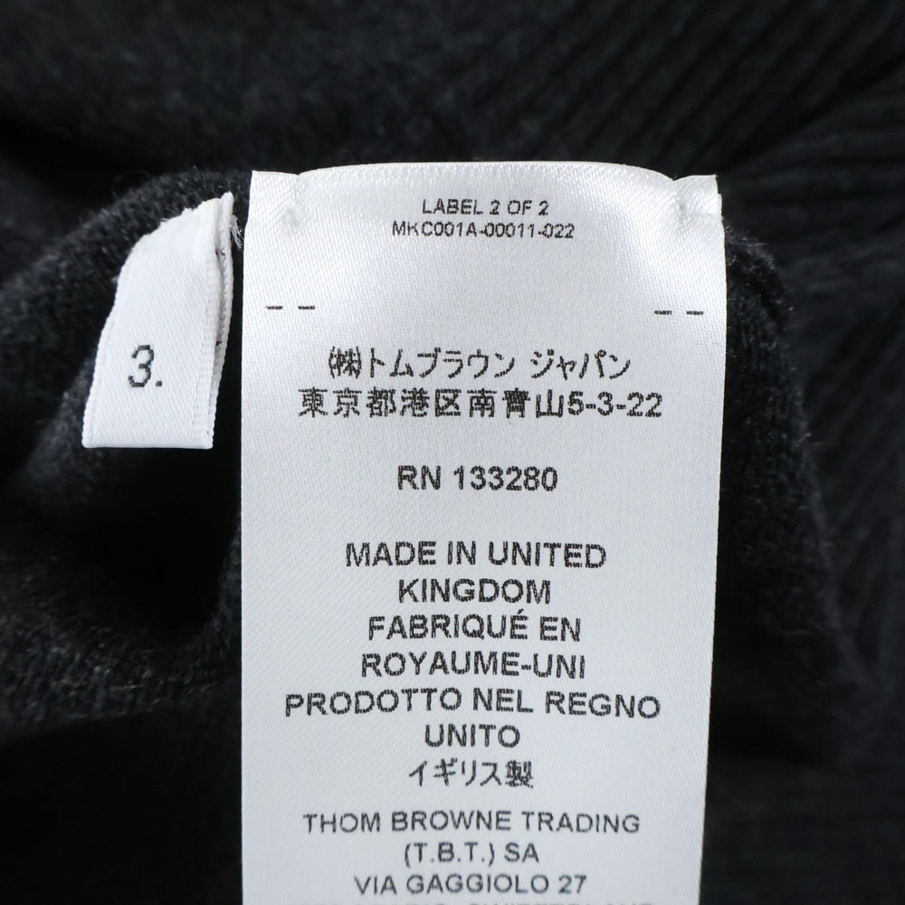 THOM BROWNE(トムブラウン) クラシック カシミヤ 4BAR Vネック カーディガン グレー