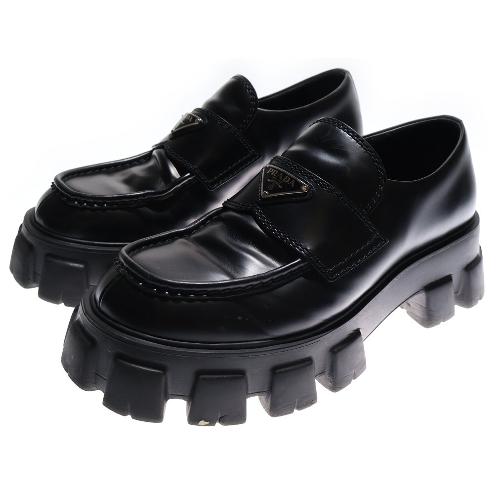 【極美品✨】PRADA モノリス ブラッシュドレザー ローファー ロゴプレート 極美品✨】PRADA モノリス ブラッシュドレザー ローファー ロゴ