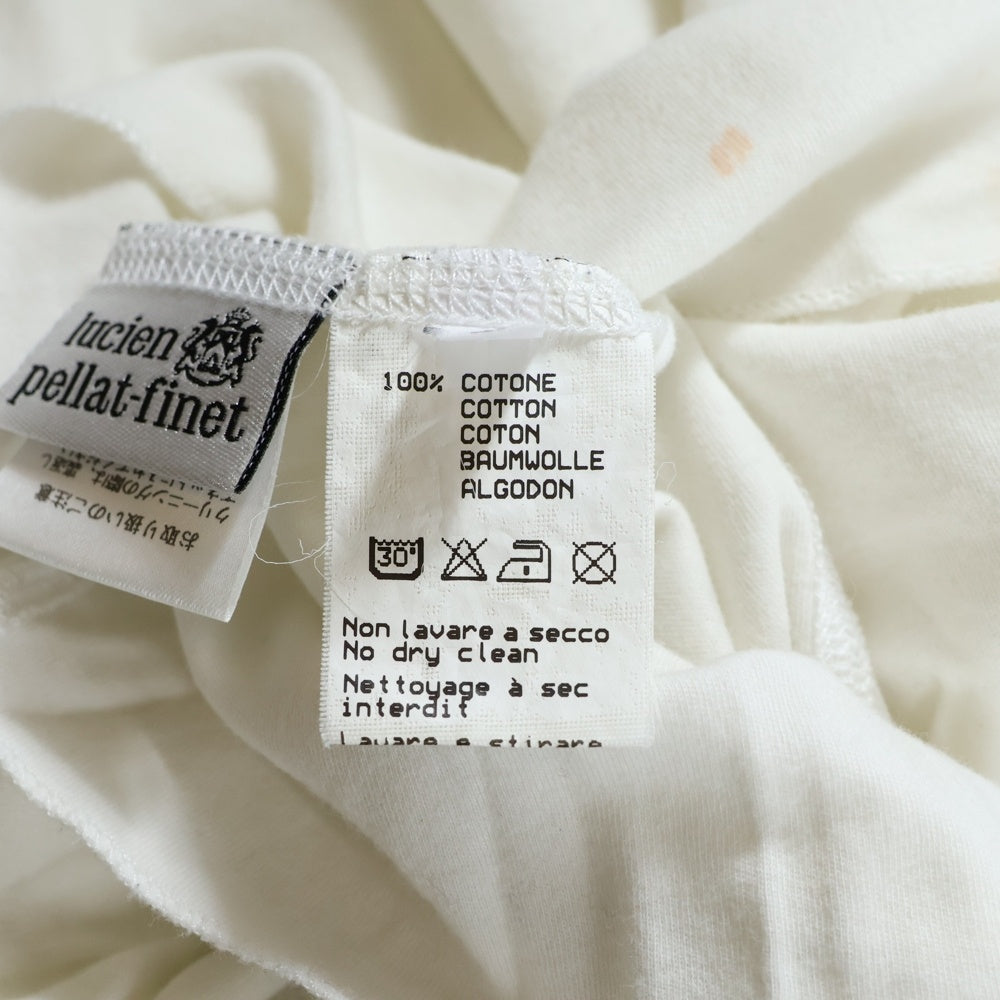 lucien pellat-finet(ルシアンペラフィネ) ベロ スカル ラインストーン カットオフ 半袖Tシャツ カットソー ホワイト