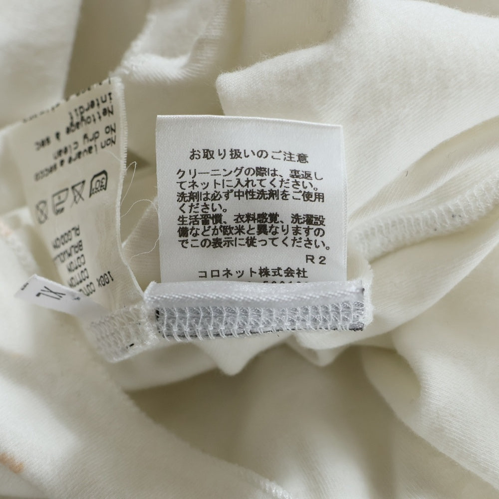 lucien pellat-finet(ルシアンペラフィネ) ベロ スカル ラインストーン カットオフ 半袖Tシャツ カットソー ホワイト