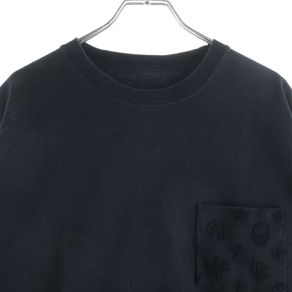 lucien pellat-finet(ルシアンペラフィネ) スカル モノグラム クルーネック半袖Tシャツ カットソー ブラック