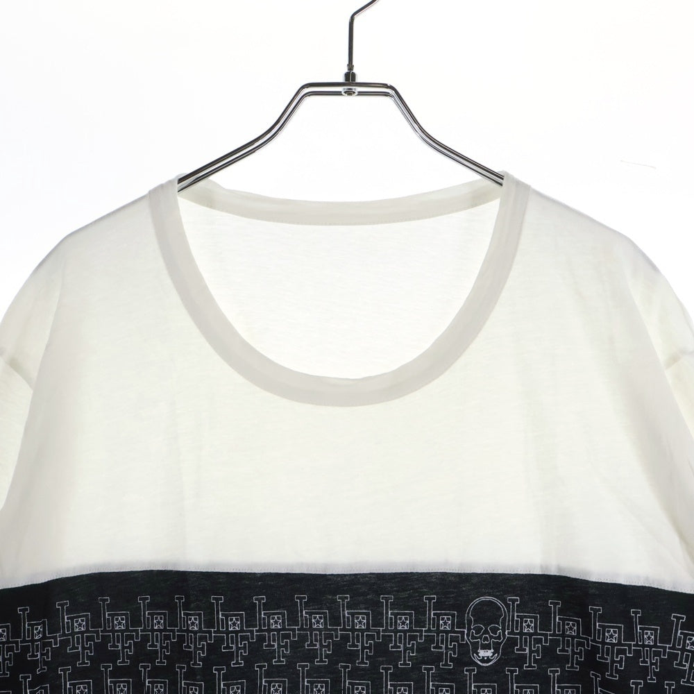 lucien pellat-finet(ルシアンペラフィネ) ラインスカルプリント クルーネック半袖Tシャツ カットソー ホワイト