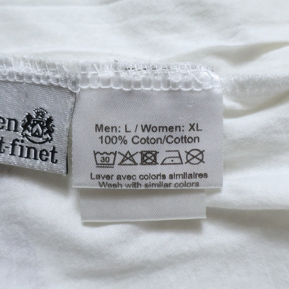 lucien pellat-finet(ルシアンペラフィネ) ラインスカルプリント クルーネック半袖Tシャツ カットソー ホワイト