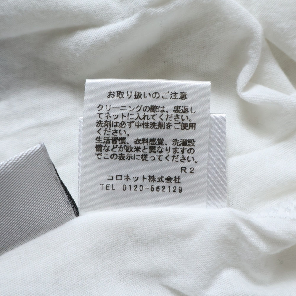 lucien pellat-finet(ルシアンペラフィネ) ラインスカルプリント クルーネック半袖Tシャツ カットソー ホワイト