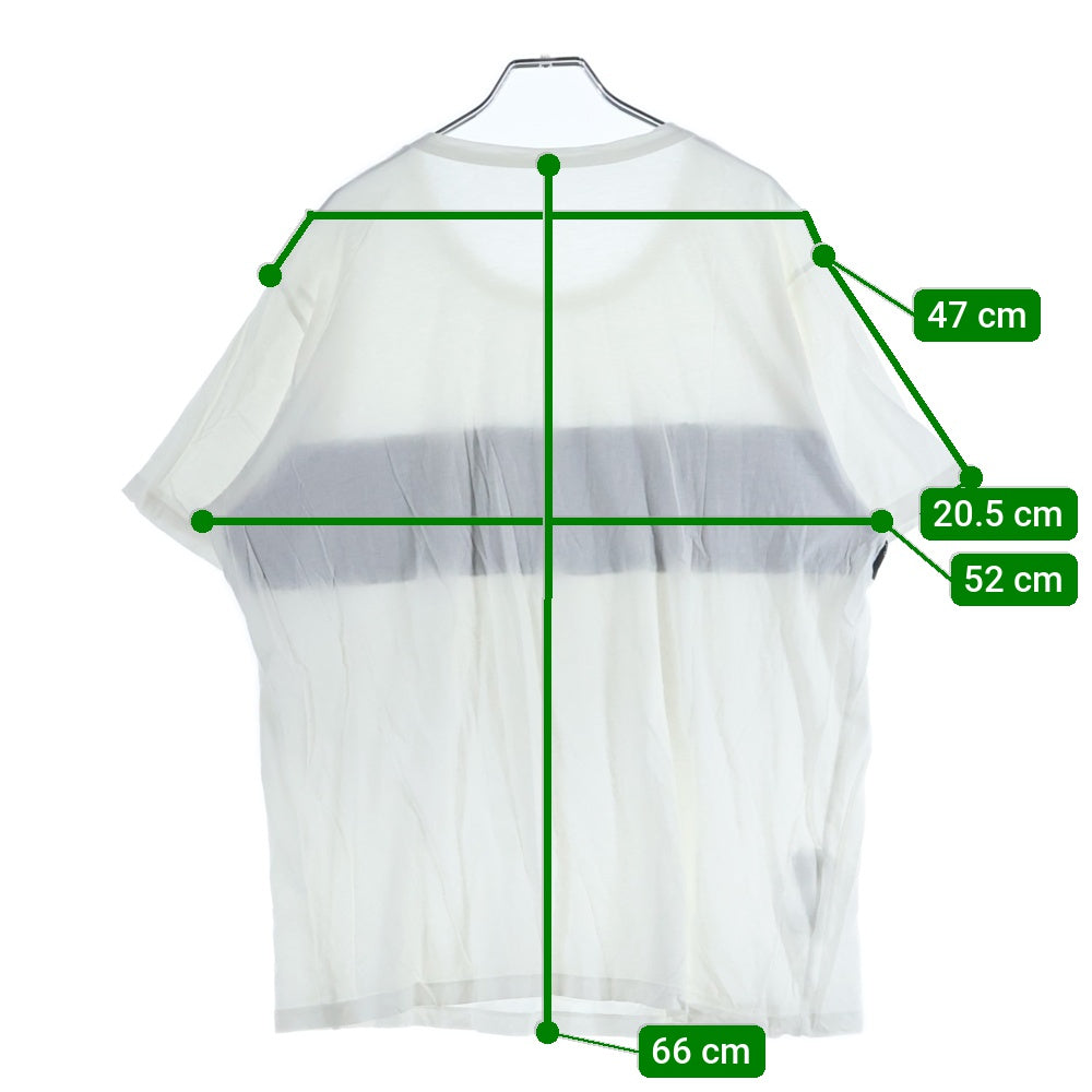 lucien pellat-finet(ルシアンペラフィネ) ラインスカルプリント クルーネック半袖Tシャツ カットソー ホワイト