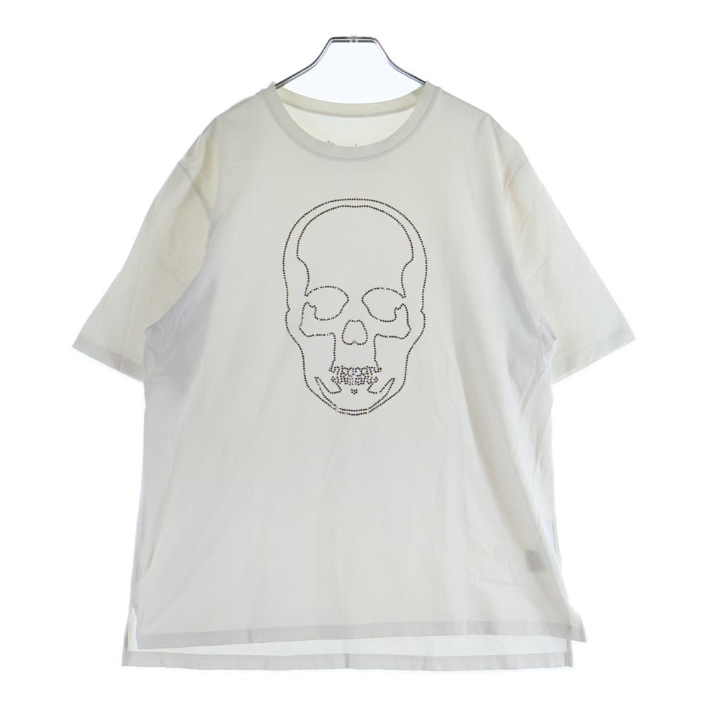 lucien pellat-finet(ルシアンペラフィネ) ラインストーン スカル クルーネック半袖Tシャツ カットソー ホワイト