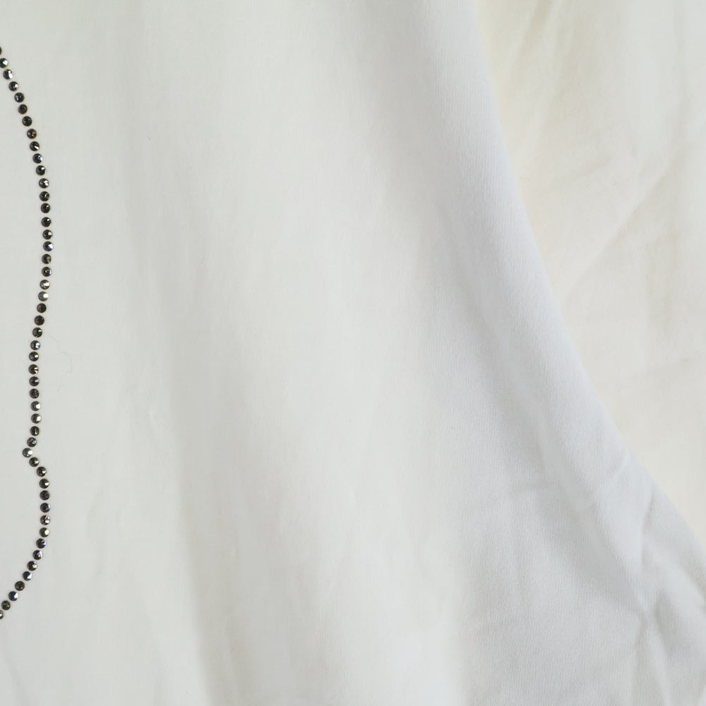 lucien pellat-finet(ルシアンペラフィネ) ラインストーン スカル クルーネック半袖Tシャツ カットソー ホワイト