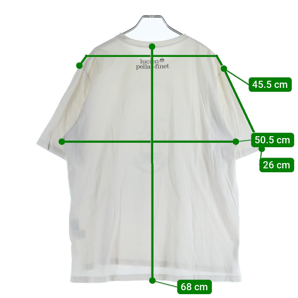 lucien pellat-finet(ルシアンペラフィネ) ラインストーン スカル クルーネック半袖Tシャツ カットソー ホワイト