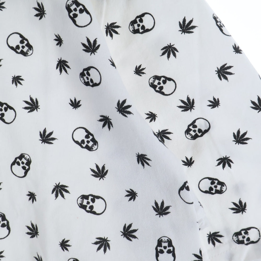 lucien pellat-finet(ルシアンペラフィネ) スカル 総柄 クルーネック半袖Tシャツ カットソー ホワイト