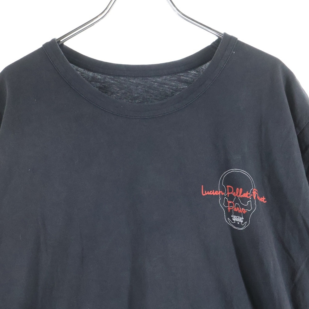 lucien pellat-finet(ルシアンペラフィネ) スカルプリント クルーネック半袖Tシャツ カットソー ブラック