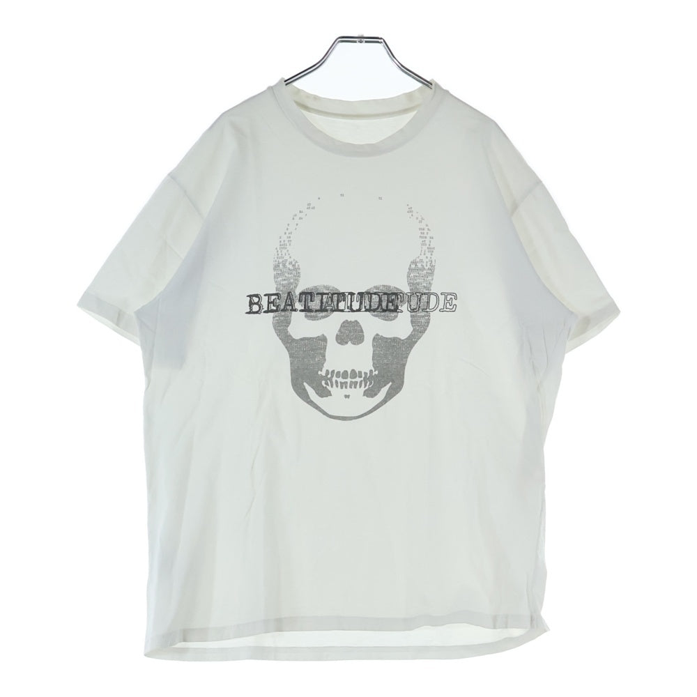 lucien pellat-finet(ルシアンペラフィネ) スカルプリント クルーネック半袖Tシャツ カットソー ホワイト