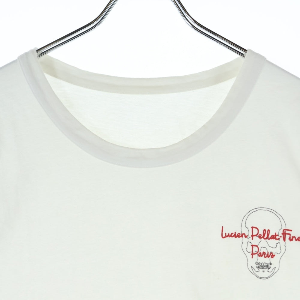 lucien pellat-finet(ルシアンペラフィネ) スカルプリント クルーネック半袖Tシャツ カットソー ホワイト