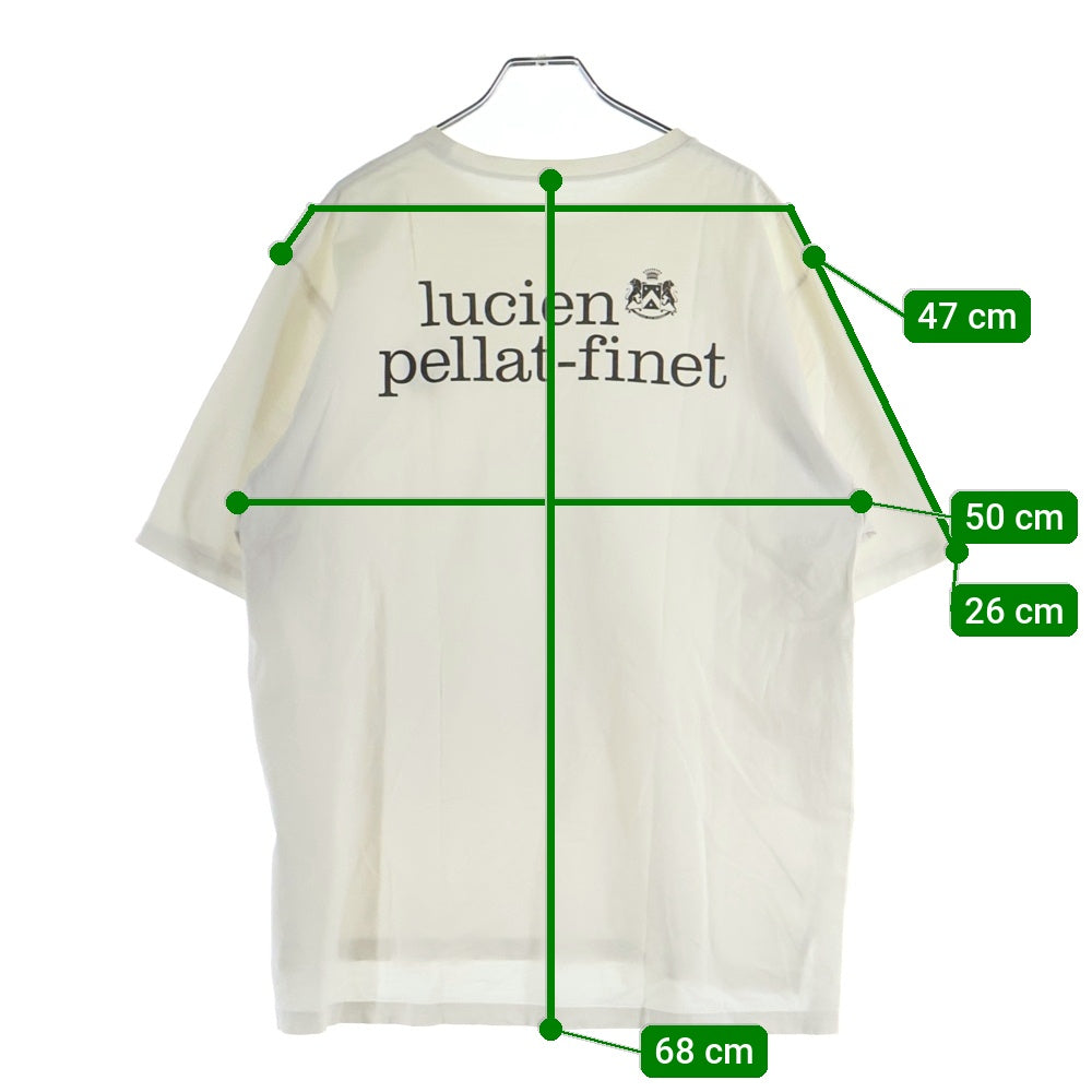 lucien pellat-finet(ルシアンペラフィネ) スカル刺繍 スターラインストーン クルーネック半袖Tシャツ カットソー ホワイト
