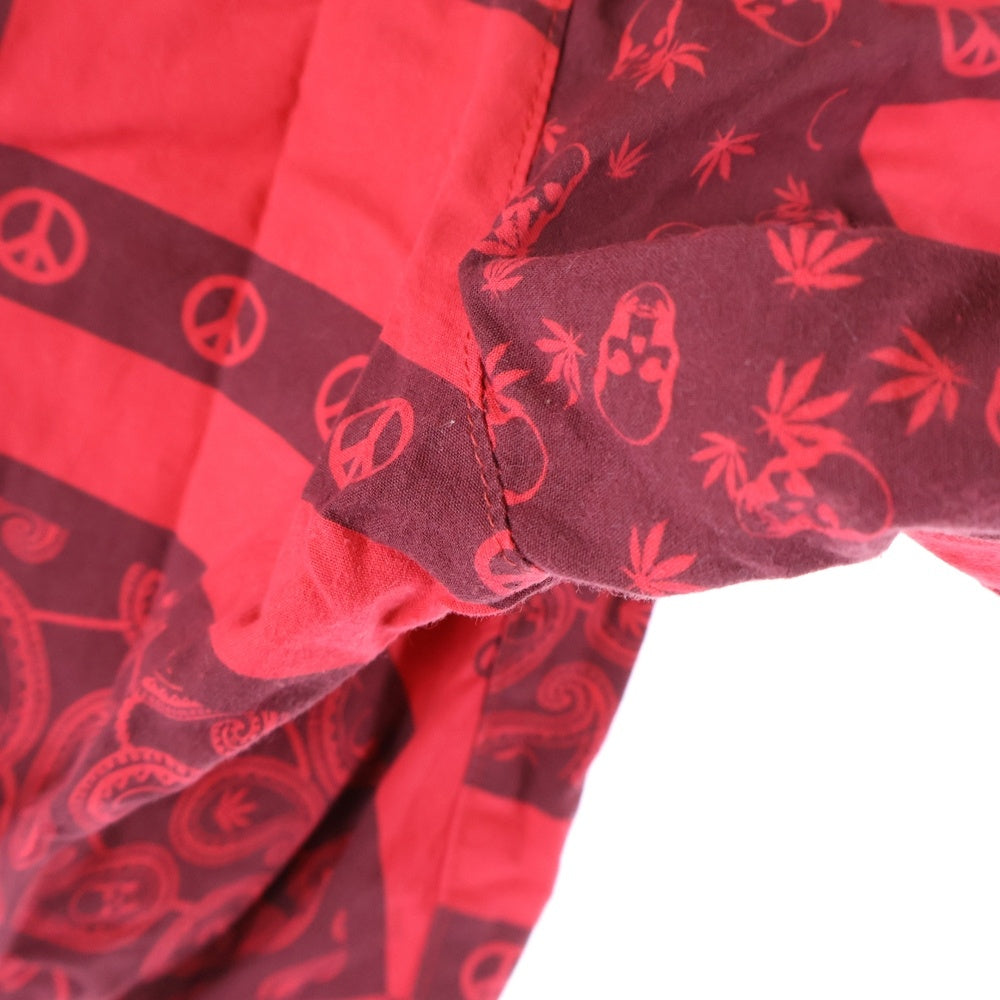 lucien pellat-finet(ルシアンペラフィネ) スカル ペイズリープリント ジップフライハーフパンツ レッド