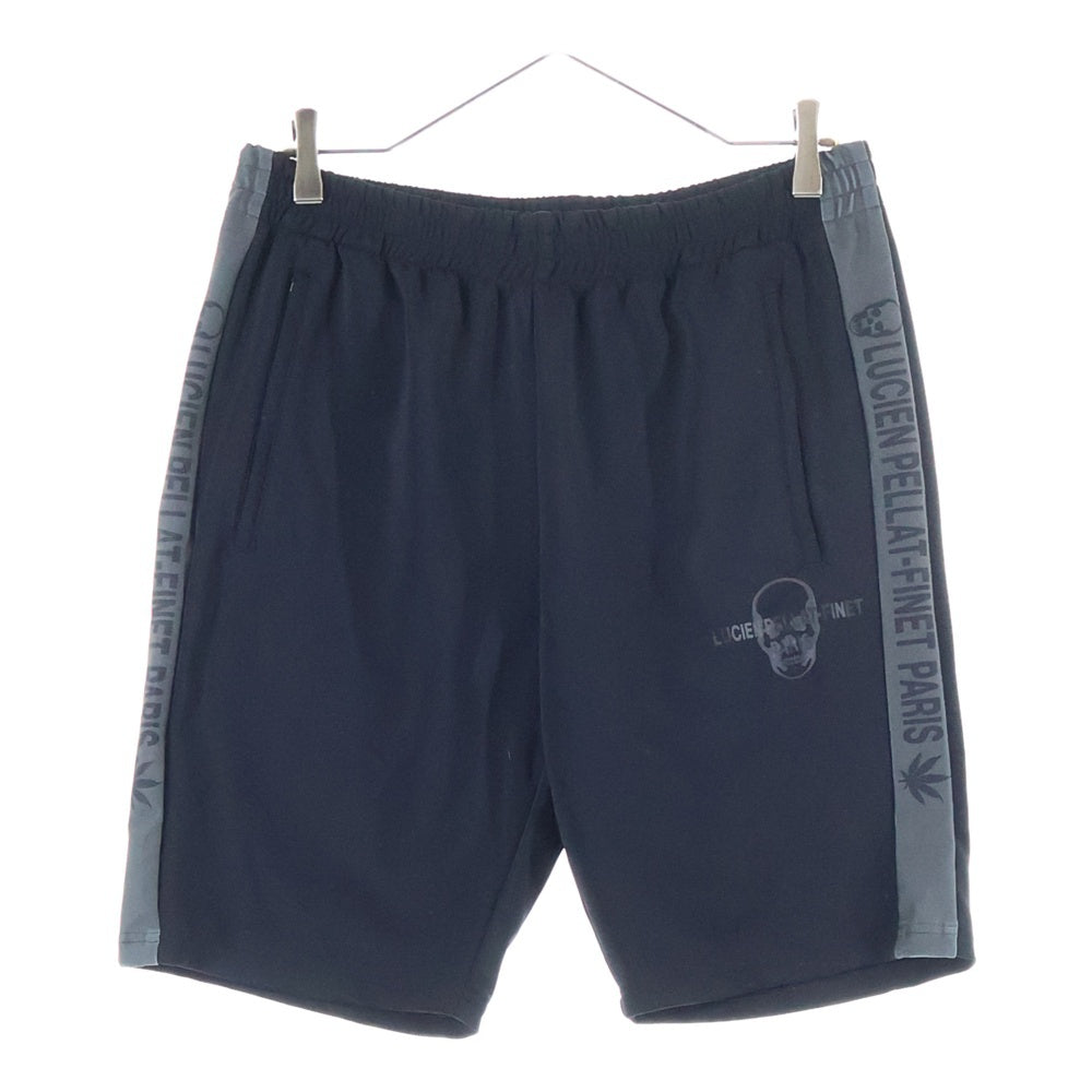 lucien pellat-finet(ルシアンペラフィネ) サイドロゴ スカル ハーフトラックパンツ ブラック