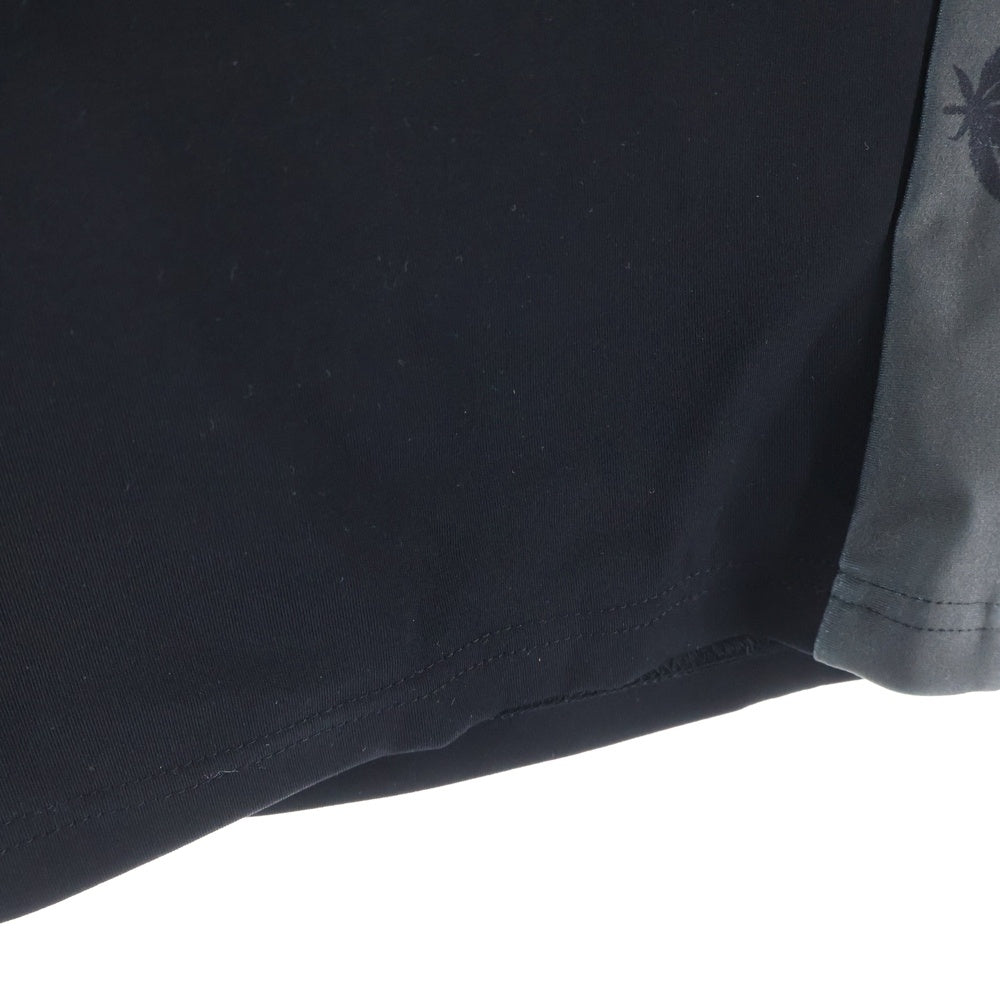 lucien pellat-finet(ルシアンペラフィネ) サイドロゴ スカル ハーフトラックパンツ ブラック