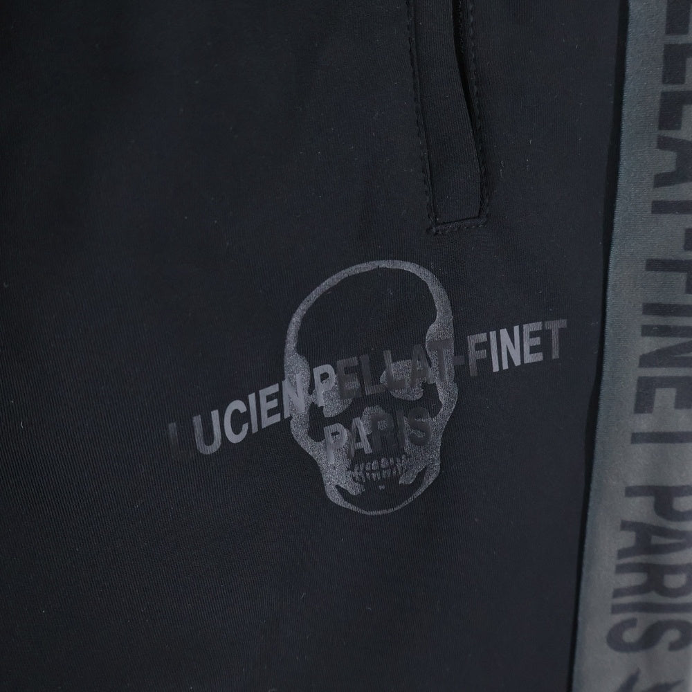 lucien pellat-finet(ルシアンペラフィネ) サイドロゴ スカル ハーフトラックパンツ ブラック