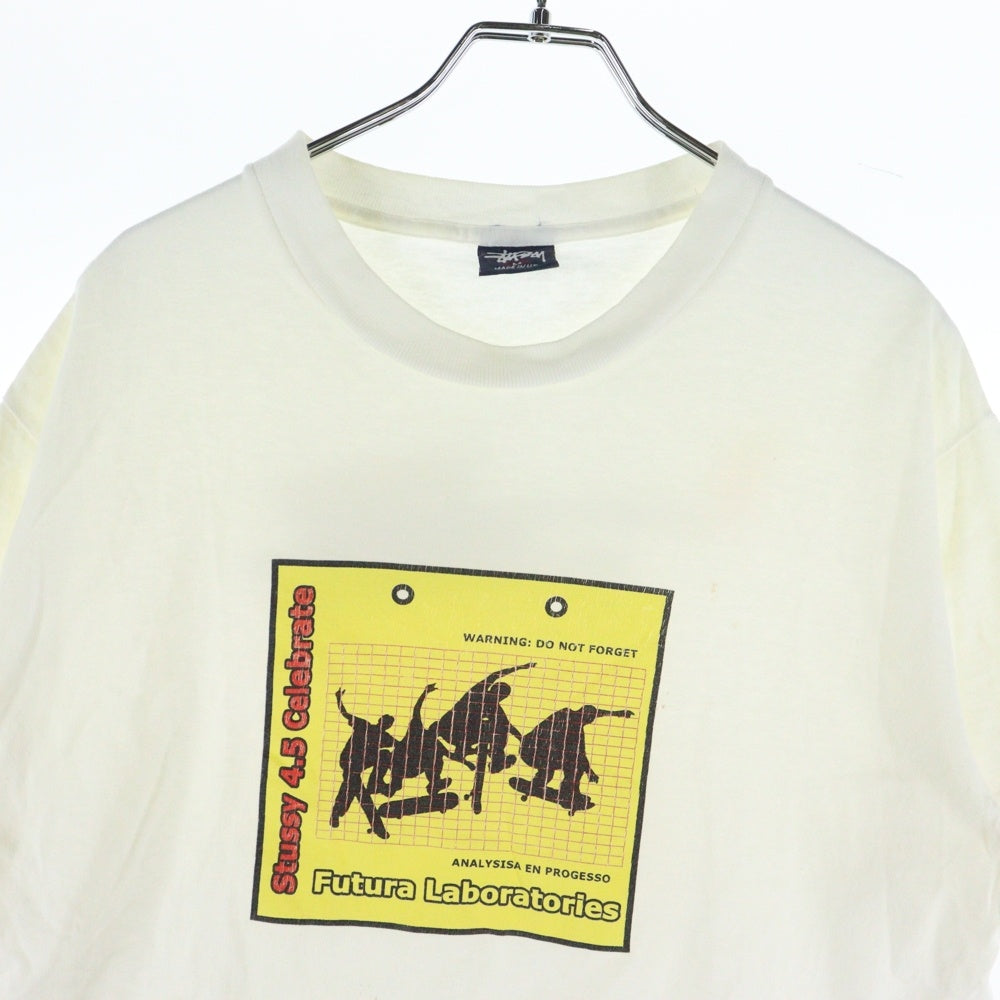 STUSSY(ステューシー) 90s ×Futura Laboratories 福岡チャプト4周年記念 フロントデザイン 半袖Tシャツ カットソー ホワイト