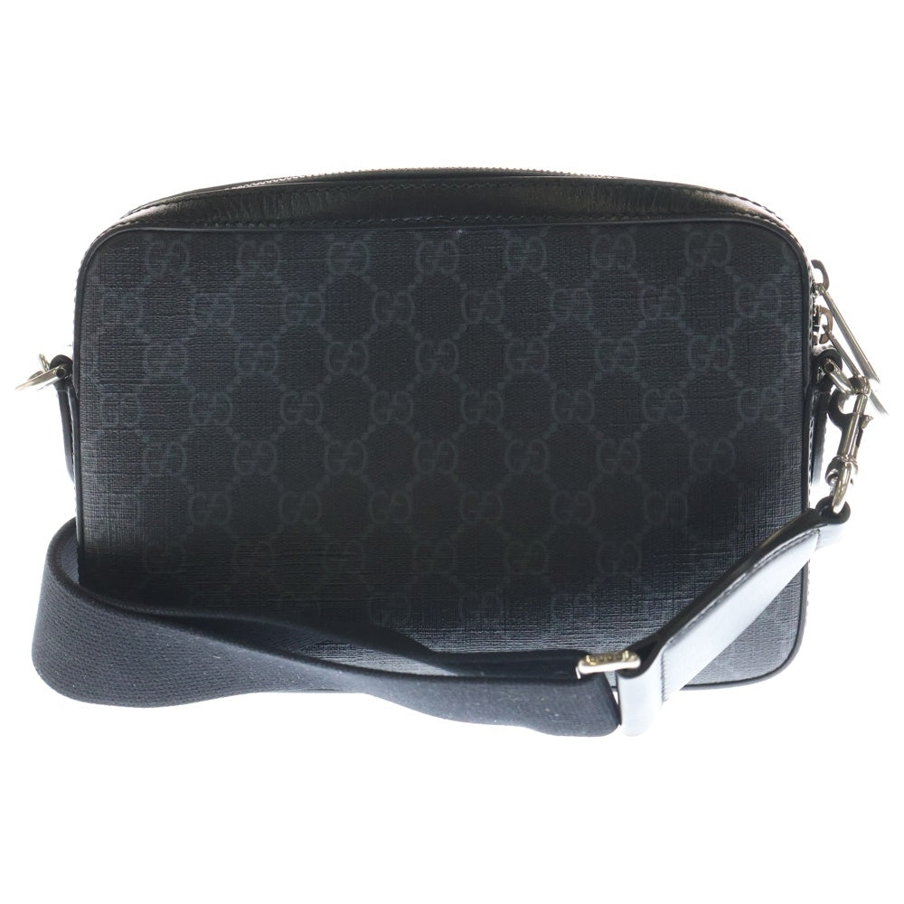 GUCCI(グッチ) GGスプリーム PVCxレザー セカンドバッグ ブラック