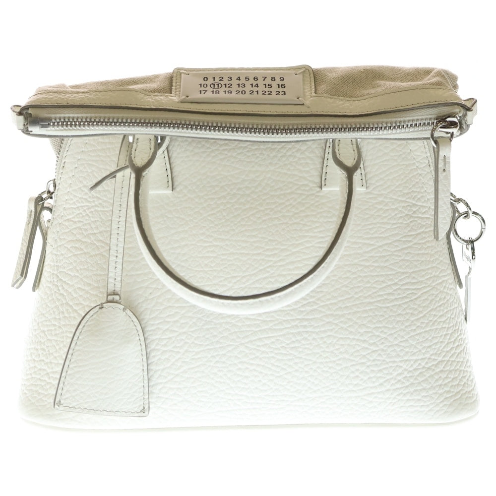 Maison Margiela(メゾンマルジェラ) 5AC ミニ 2way ショルダーバッグ ハンドバッグ グレイニーカーフレザー ホワイト S56WG0082 P4455