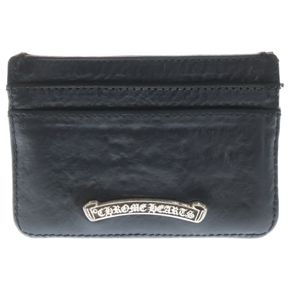 CHROME HEARTS(クロムハーツ) DOUBLE SIDE ダブルサイド スクロールラベル付レザーカードケース ブラック
