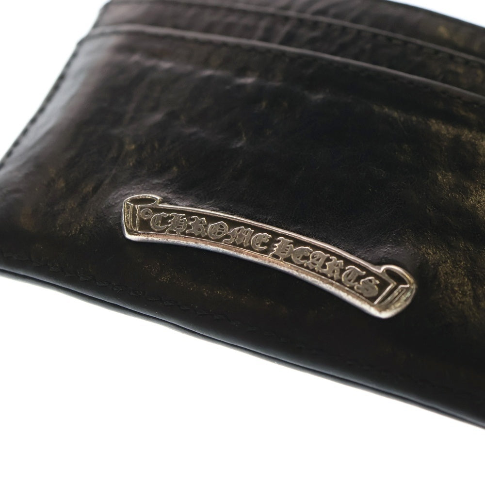 CHROME HEARTS(クロムハーツ) DOUBLE SIDE ダブルサイド スクロールラベル付レザーカードケース ブラック