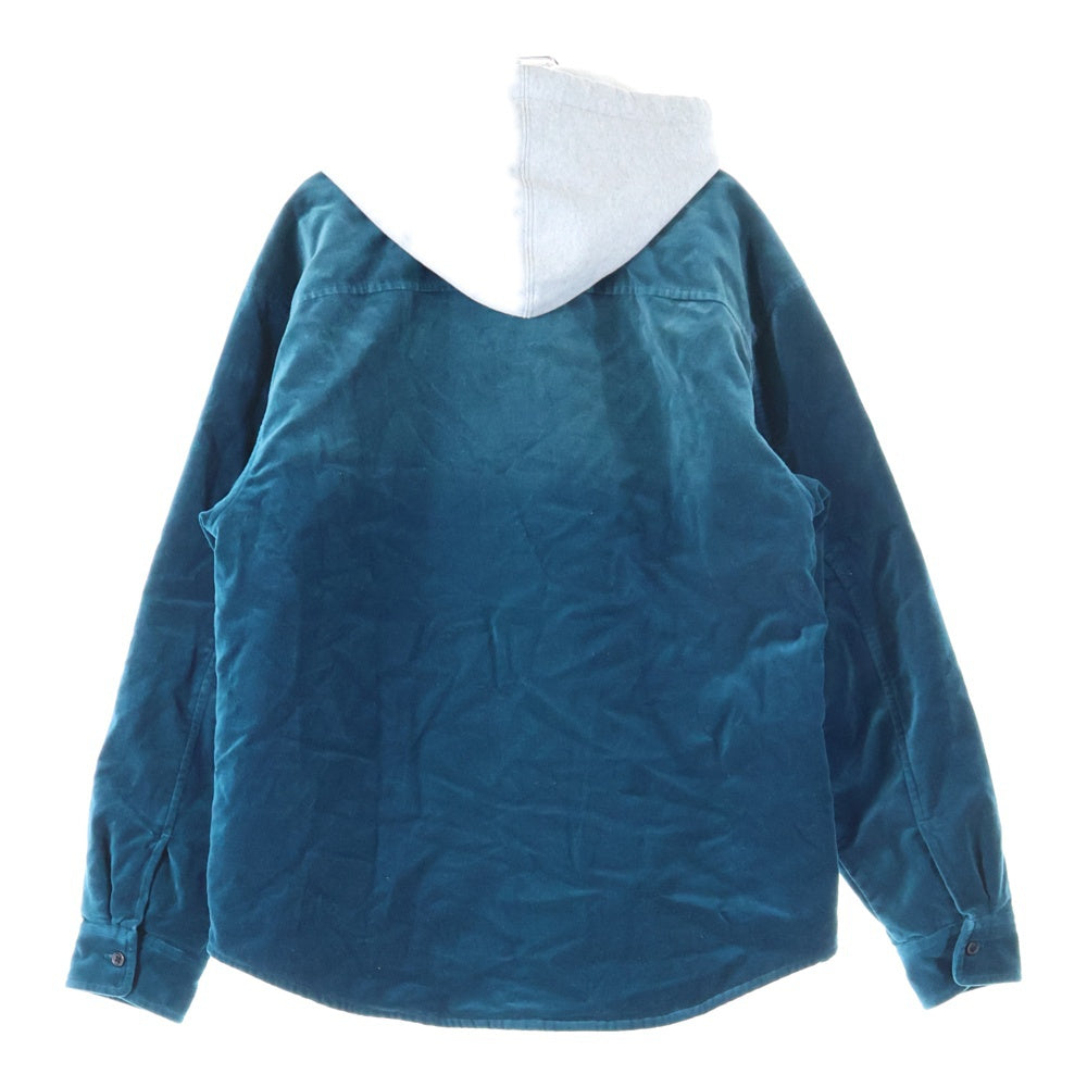 SUPREME(シュプリーム) 25AW Quilted Lined Hooded Velvet Shirt キルテッド ラインド フーデッドベルベット シャツ ブルー