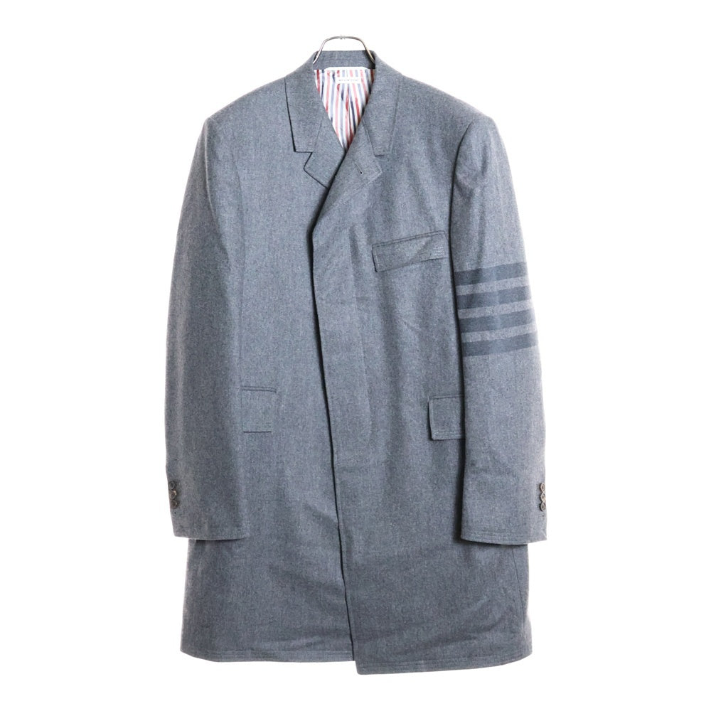 THOM BROWNE(トムブラウン) フランネル 4BAR クラシック チェスターフィールド オーバーコート グレー