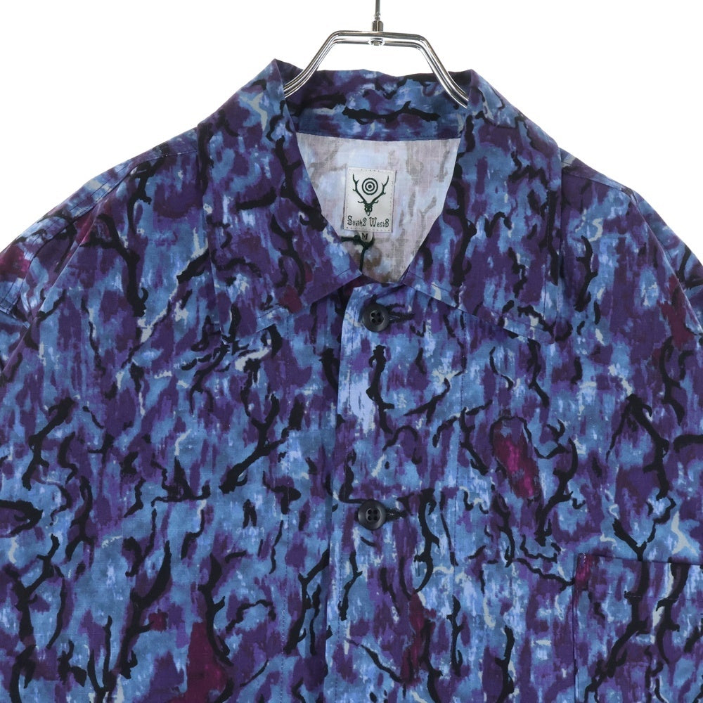 SOUTH2 WEST8(サウス2ウエスト8) 総柄デザイン 長袖シャツ MR738 ブルー/パープル