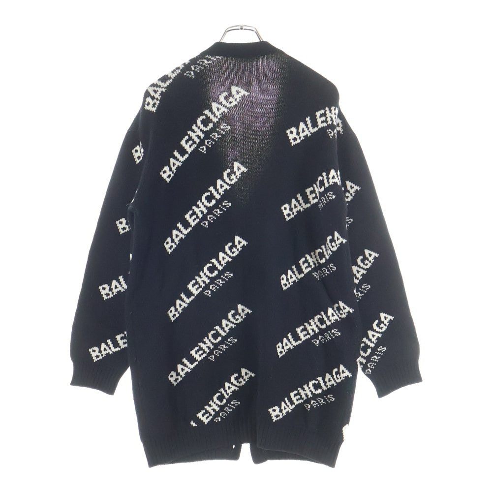 【美品】BALENCIAGA ブラック ロゴ ジャガード カーディガン Balenciaga Black Logo Cardigan - size 36 ○ Labellov ○ Buy and