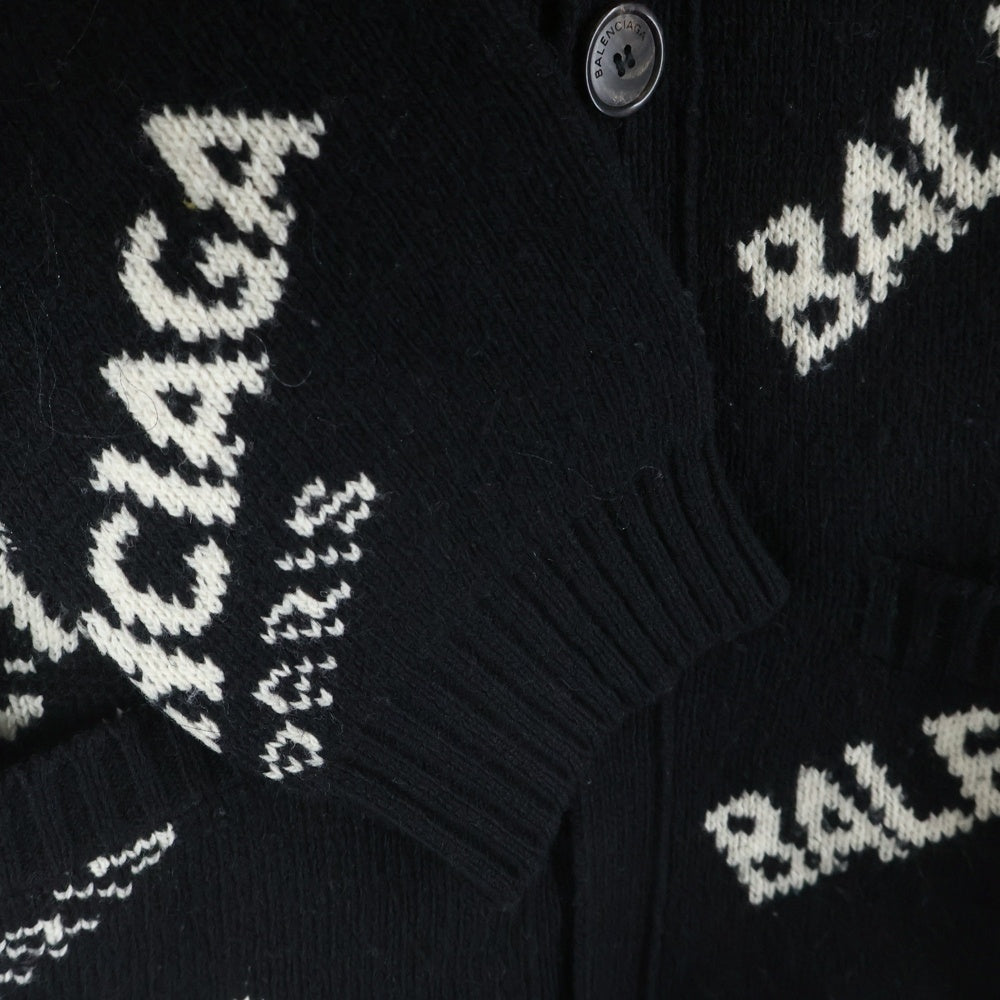 BALENCIAGA(バレンシアガ) 18SS ロゴ総柄ニットカーディガン 502615