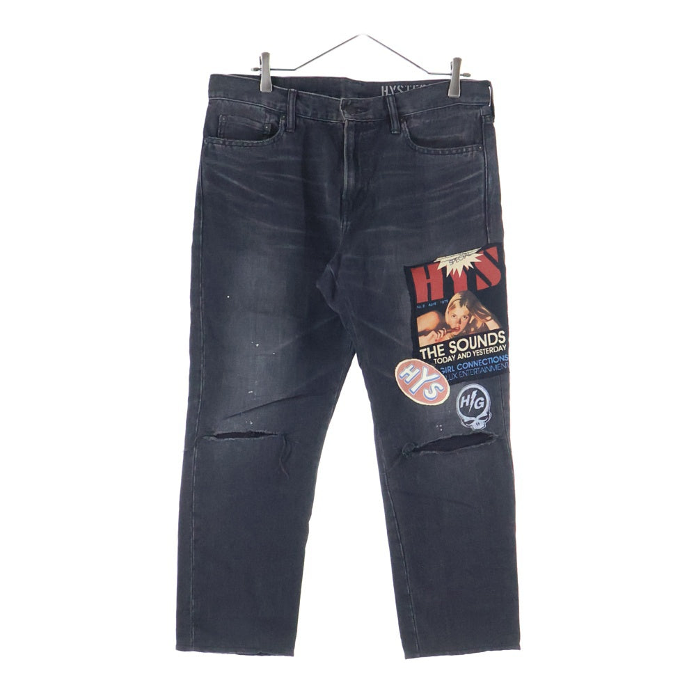 HYSTERIC GLAMOUR(ヒステリックグラマー) ダメージ加工 リメイクテーパードデニムパンツ 02211AP11 ブラック