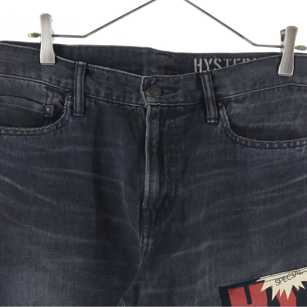 HYSTERIC GLAMOUR(ヒステリックグラマー) ダメージ加工 リメイクテーパードデニムパンツ 02211AP11 ブラック
