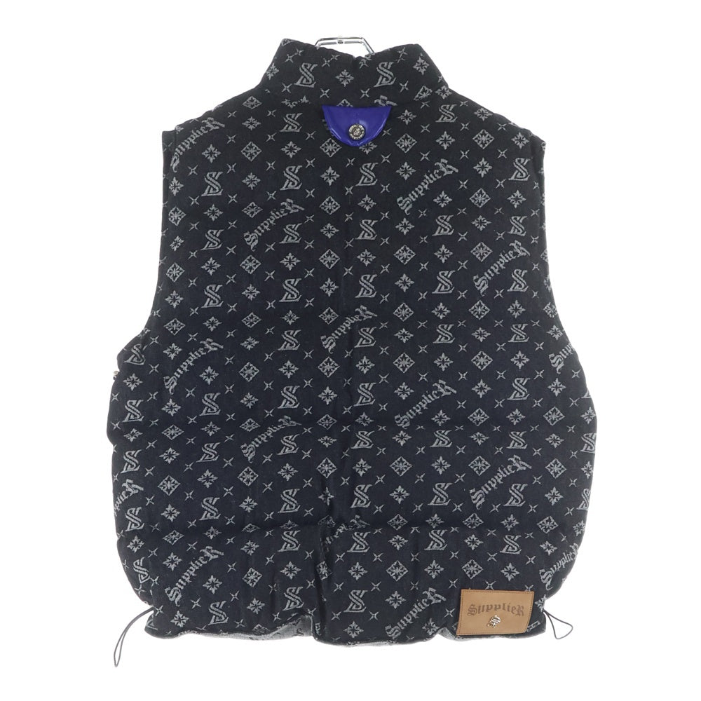 SUPPLIER(サプライヤ) ロゴ総柄 ジップアップベスト ブラック