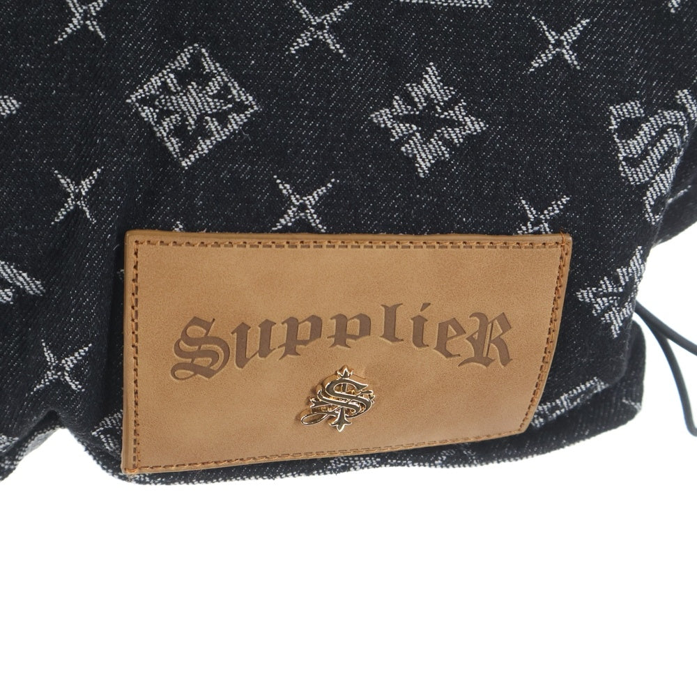 SUPPLIER(サプライヤ) ロゴ総柄 ジップアップベスト ブラック