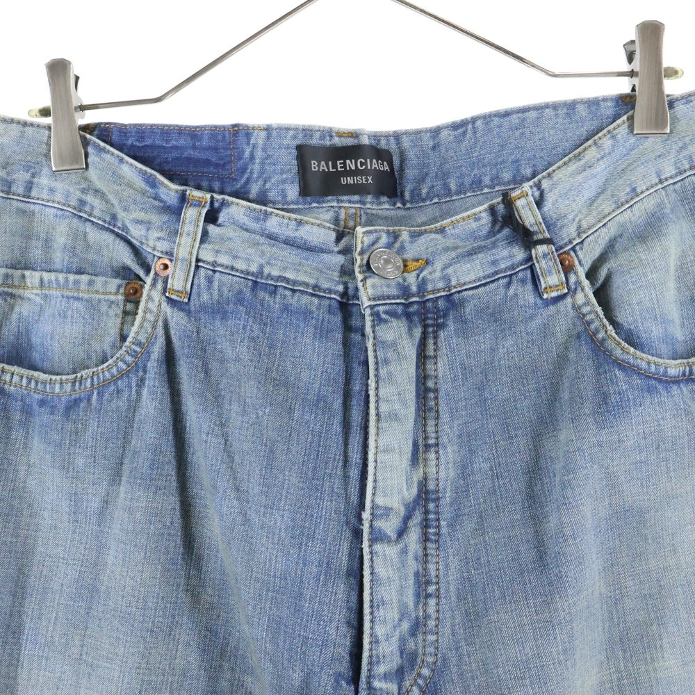 BALENCIAGA(バレンシアガ) 23AW DOUBLE FRONT WIDE LEG JEANS 767979 TPW53 ダブルフロント ワイドレッグジーンズ デニムパンツ インディゴブルー