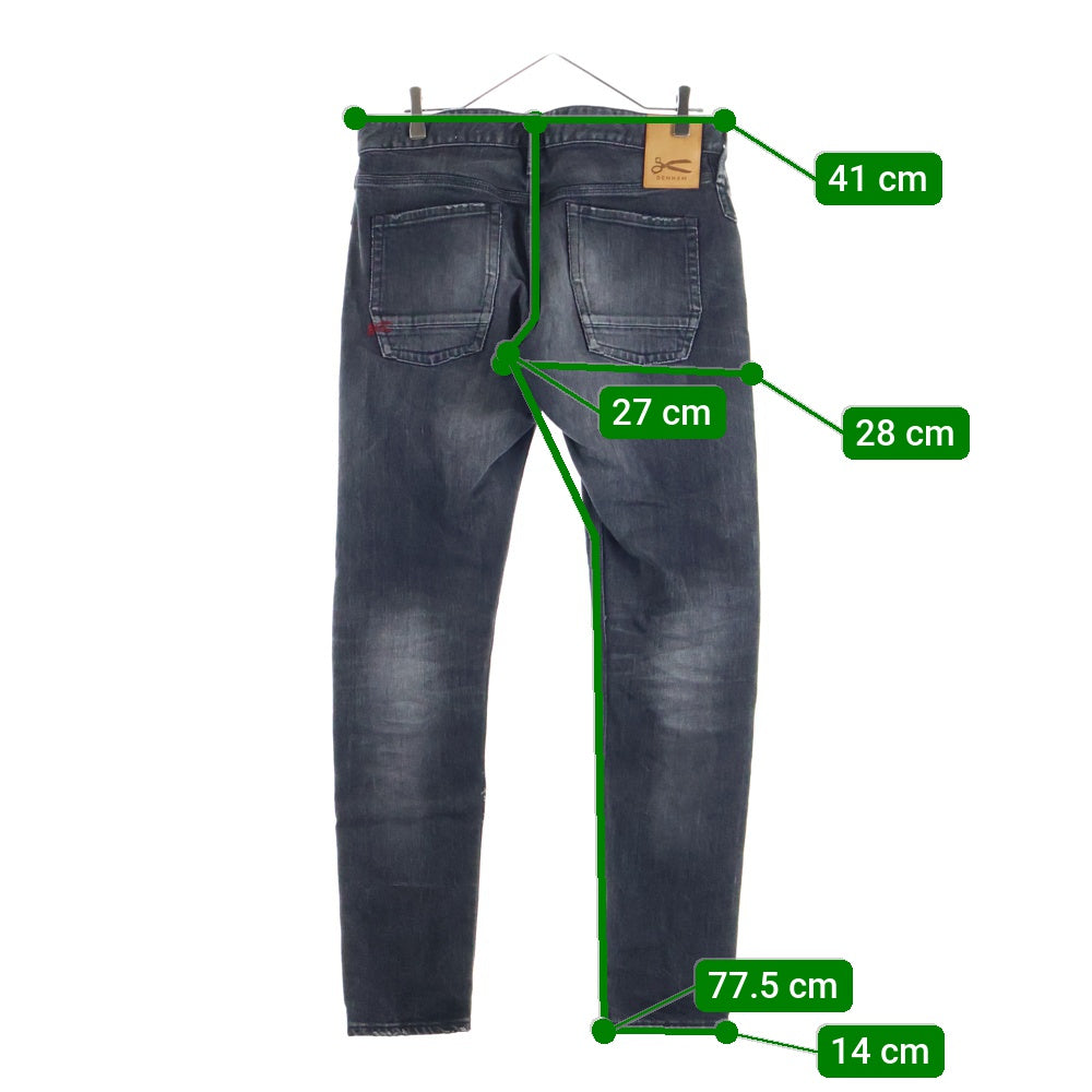 DENHAM(デンハム) Damaged Skin Slim Fit Pants 01-22-01-11-032 ダメージ加工 スキン スリムフィット デニムパンツ ブラック