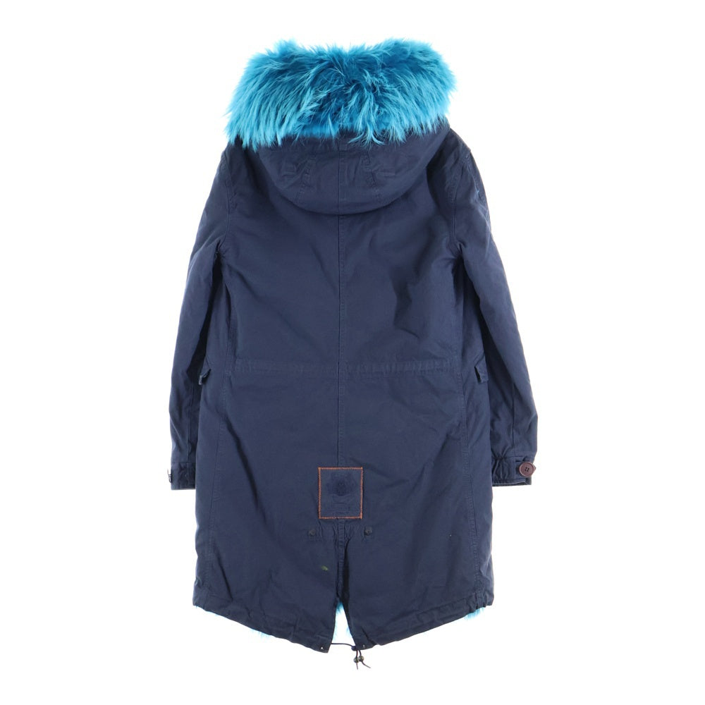 Mr&Mr's ITALY(ミスターアンドミセスイタリー) リアルファー モッズコート アウター ネイビー/ブルー