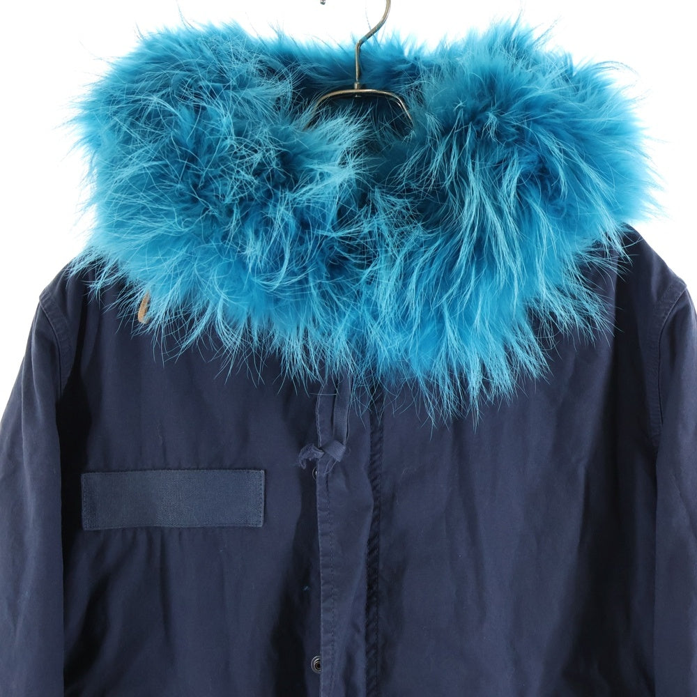 Mr&Mr's ITALY(ミスターアンドミセスイタリー) リアルファー モッズコート アウター ネイビー/ブルー