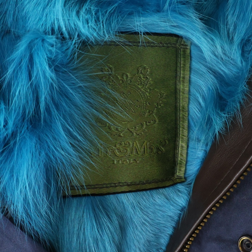 Mr&Mr's ITALY(ミスターアンドミセスイタリー) リアルファー モッズコート アウター ネイビー/ブルー