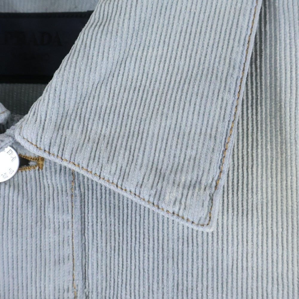 PRADA(プラダ) ウォッシュ加工 コーデュロイ ブルゾンジャケット ライトブルー GFB326_166E_F0V3N_S_OOO