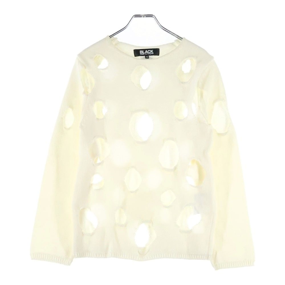COMME des GARCONS(コムデギャルソン) Black hall Sweater 1G-N001 ブラックホール 長袖セーター ホワイト
